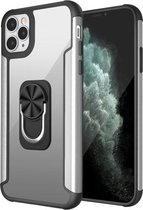 PC + TPU + metalen schokbestendige beschermhoes met ringhouder voor iPhone 11 Pro Max (zilver)