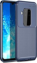 Beetle Series Carbon Fiber Texture Shockproof TPU Case voor Motorola MOTO P40 Note (blauw)