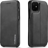 Voor iPhone 11 Pro Hon Ancient Series lederen tas met kaartsleuven en houder en portemonnee (zwart)