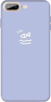 Voor iPhone 8 Plus / 7 Plus Small Fish Pattern Colorful Frosted TPU telefoon beschermhoes (lichtpaars)
