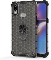 Voor Samsung Galaxy A20S schokbestendige honingraat PC + TPU ringhouder beschermhoes (grijs)