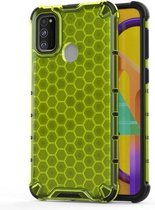 Voor Galaxy M30s schokbestendige honingraat pc + TPU-hoes (groen)