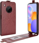 Voor Huawei Y9a / Enjoy 20 Plus 5G R64 Textuur Enkele Verticale Flip Leren Case met Kaartsleuven & Fotolijst (Bruin)