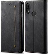 Voor Huawei P Smart Z / Y9 Prime Denim Textuur Casual Stijl Horizontale Flip Leren Case met Houder & Kaartsleuven & Portemonnee (Zwart)