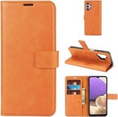 Voor Samsung Galaxy A32 4G Retro Kalfspatroon Gesp Horizontale Flip Leren Case met Houder & Kaartsleuven & Portemonnee (Geel)