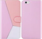 Voor iPhone 6s / 6 Tricolor Stitching Horizontale Flip TPU + PU lederen tas met houder & kaartsleuven en portemonnee (roze)
