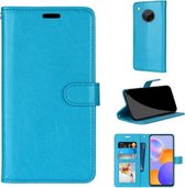 Voor Huawei Y9a Pure Color Horizontale Flip PU lederen tas met houder & kaartsleuven & portemonnee & fotolijst (blauw)
