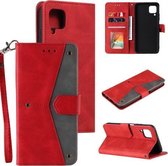 Voor Samsung Galaxy A12 5G Stiksels Kalfsstructuur Horizontale Flip Leren Case met Houder & Kaartsleuven & Portemonnee (Rood)