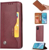Voor OnePlus 8T Kneed Huidtextuur Horizontaal Leren Flip Hoesje met Fotolijst & Houder & Kaartsleuven & Portemonnee (Wijnrood)