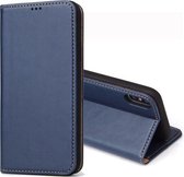 Dermis Texture PU horizontale lederen flip-hoes voor iPhone X / XS, met houder en kaartsleuven en portemonnee (blauw)