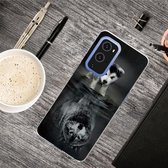 Voor OnePlus 9 schokbestendig geverfd transparant TPU beschermhoesje (reflecterende wolf)