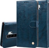 Voor Geschikt voor Xiaomi Redmi Note 8 Pro Business Style Oil Wax Texture Horizontal Flip Leather Case, met houder & kaartsleuven & portemonnee (blauw)