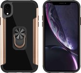 PC + TPU + metalen schokbestendige beschermhoes met ringhouder voor iPhone XR (goud)