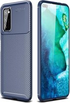 Voor Huawei Honor V30 koolstofvezel textuur schokbestendig TPU-hoesje (blauw)