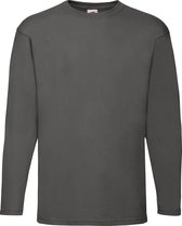 Fruit Of The Loom Heren Valuegewicht T-shirt met ronde hals en lange mouwen (Licht Graphite)