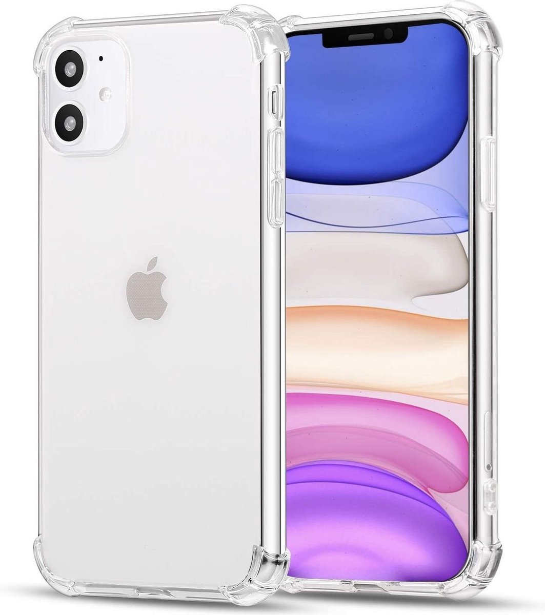 Ceezs telefoonhoesje geschikt voor Apple iPhone 11 hoesje shockproof silicone case - optimale bescherming - backcover - transparant + glazen Screenprotector