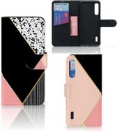 GSM Hoesje Xiaomi Mi A3 Bookcase Black Pink Shapes