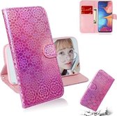 Voor Galaxy A10e / A20e Effen Kleur Kleurrijke Magnetische Gesp Horizontale Flip PU Lederen Case met Houder & Kaartsleuven & Portemonnee & Lanyard (Roze)