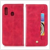 Voor Galaxy M30 koperen gesp nappa textuur horizontale flip lederen tas, met houder en kaartsleuven en portemonnee (rood)