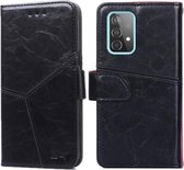 Voor Samsung Galaxy A52 5G Geometrische stiksels Horizontale flip TPU + PU lederen tas met houder & kaartsleuven en portemonnee (zwart)