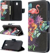 Voor Xiaomi Redmi 8A Gekleurd tekenpatroon Horizontale flip lederen tas met houder & kaartsleuven & portemonnee (Flamingo)