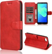 Voor Huawei Y5 2018 Kalf Textuur Magnetische Gesp Horizontale Flip Leren Case met Houder & Kaartsleuven & Portemonnee & Fotolijst (Rood)