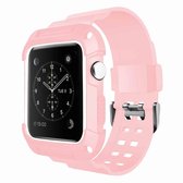 Voor Apple Watch 3/2/1 Generation 38 mm All-in-One siliconen band (roze + wit)