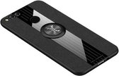 Voor Huawei Honor 7X XINLI stiksel Textue Schokbestendig TPU beschermhoes met ringhouder (zwart)