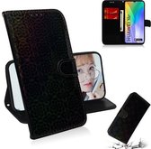 Voor Huawei Y6p Effen Kleur Kleurrijke Magnetische Gesp Horizontale Flip PU Lederen Case met Houder & Kaartsleuven & Portemonnee & Lanyard (Zwart)