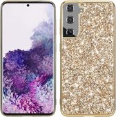 Voor Samsung Galaxy S21 5G glitter poeder schokbestendig TPU beschermhoes (goud)