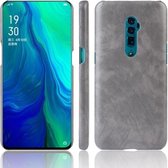 Schokbestendige Litchi Texture PC + PU-hoes voor Oppo Reno 10x zoom (grijs)