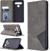 Voor LG K61 Rhombus Texture Horizontale Flip Magnetische Leren Case met Houder & Kaartsleuven & Portemonnee (Grijs)