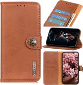Voor Samsung Galaxy M01 KHAZNEH koeienhuid textuur horizontale flip lederen case met houder & kaartsleuven & portemonnee (bruin)