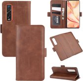 Voor OPPO Find X2 Pro Dual-side magnetische gesp horizontale flip lederen tas met houder & kaartsleuven & portemonnee (bruin)