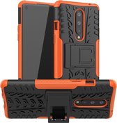 Voor OnePlus 8 Tire Texture Shockproof TPU + PC beschermhoes met houder (oranje)