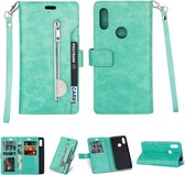Voor Xiaomi Redmi 7 / Redmi Go Multifunctionele Rits Horizontale Flip Leren Case met Houder & Portemonnee & 9 Kaartsleuven & Lanyard (Mintgroen)