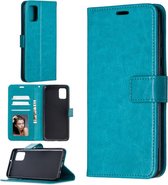 Voor Samsung Galaxy A31 Crazy Horse Texture Horizontale Flip Leren Case met Houder & Kaartsleuven & Portemonnee & Fotolijst (Blauw)