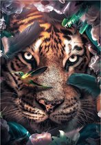 Flower Tiger Aluminium 80x120 cm botanische jungle dieren wanddecoratie