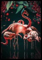 Water Flamingo B1 botanische jungle dieren poster