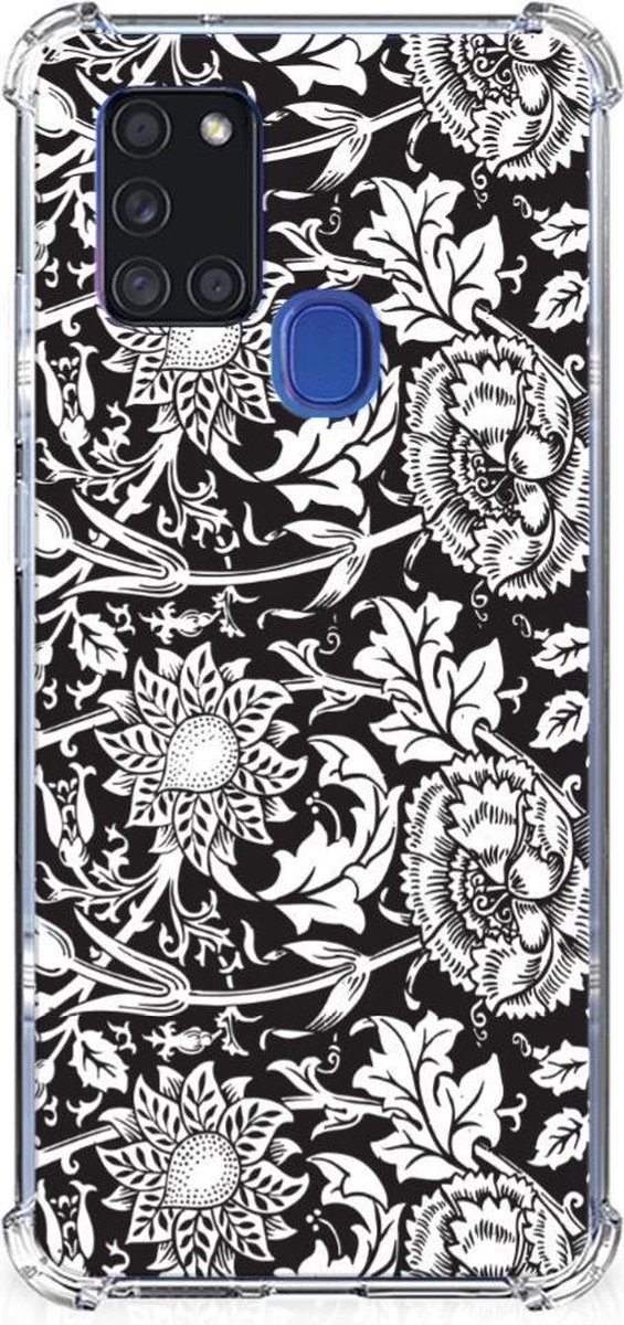 Samsung Galaxy A21s Case Black Flowers