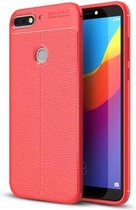 Voor Huawei Honor Play 7C Litchi Texture Soft TPU Protective Back Cover Case (rood)