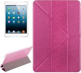 Transformers Style Silk Texture Horizontale Flip Effen Kleur Leren Case met Houder voor iPad mini 4 (Magenta)