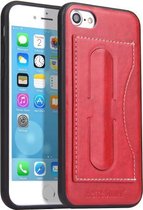 Fierre Shann beschermende lederen hoes met volledige dekking voor iPhone SE 2020 & 8 & 7, met houder en kaartsleuf (rood)