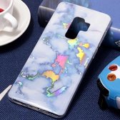 Galaxy S9 + Color Plating Marble Texture Soft TPU beschermende achterkant van de behuizing (blauw)