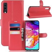 Litchi Texture Horizontale Flip Leren Case voor Galaxy A70, met Portemonnee & Houder & Kaartsleuven (Rood)