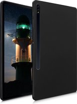 kwmobile hoes geschikt voor Samsung Galaxy Tab S8+ Plus / Galaxy Tab S7+ Plus - Siliconenhoes voor tablet in hoogglans zwart - Tablet cover