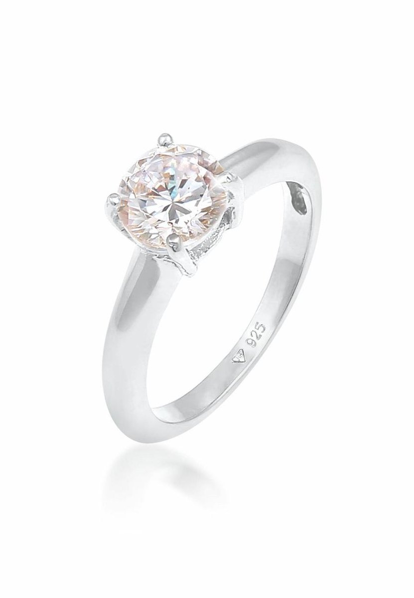 Elli - Ring - Dames Eenzaam Klassiek met Zirkonia Kristal in 925 sterling zilver - Dames
