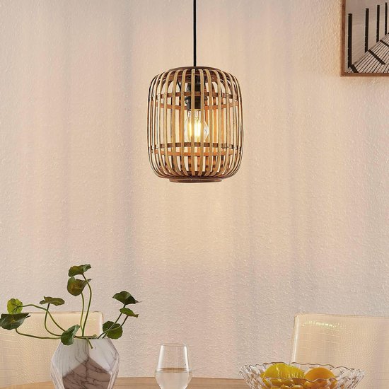 Lindby - Hanglamp - 1licht - Hout, metaal - H: 25 cm - E27 - natuur
