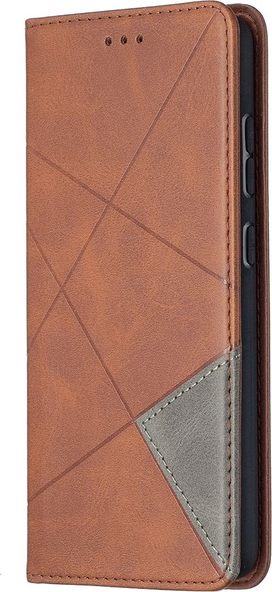 Mobigear Telefoonhoesje geschikt voor Samsung Galaxy A52s 5G Hoesje | Mobigear Rhombus Slim Bookcase | Pasjeshouder voor 2 Pasjes | Telefoonhoesje voor Pinpas / OV Kaart / Rijbewijs - Bruin