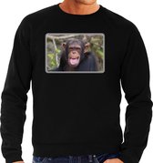 Dieren sweater apen foto - zwart - heren - Chimpansee aap cadeau trui - Afrikaanse dieren kleding / sweat shirt L